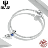 925 Sterling Silver CZ Angel Wings Pendant Charm DIY Bracelet Jewelry ECC2071