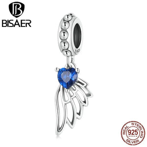 925 Sterling Silver CZ Angel Wings Pendant Charm DIY Bracelet Jewelry ECC2071