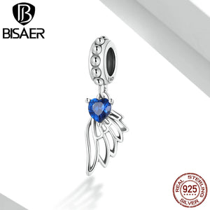 925 Sterling Silver CZ Angel Wings Pendant Charm DIY Bracelet Jewelry ECC2071