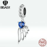 925 Sterling Silver CZ Angel Wings Pendant Charm DIY Bracelet Jewelry ECC2071