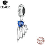 925 Sterling Silver CZ Angel Wings Pendant Charm DIY Bracelet Jewelry ECC2071