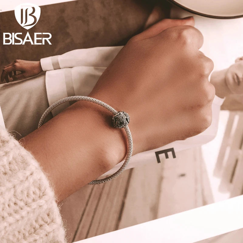 925 Silver Retro Flowers Safety Chain For Women Bracelet Bangle