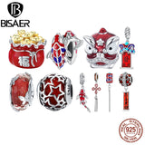 925 Sterling Silver Chinese Year Red Charms Beads Lantern Pendant