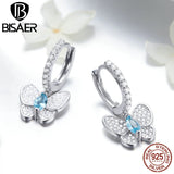 925 Silver Crystal Butterfly Stud Earrings Clear Cubic Zircon Jewelry