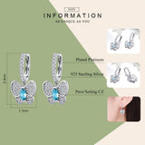 925 Silver Crystal Butterfly Stud Earrings Clear Cubic Zircon Jewelry