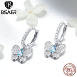 925 Silver Crystal Butterfly Stud Earrings Clear Cubic Zircon Jewelry