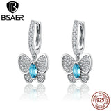 925 Silver Crystal Butterfly Stud Earrings Clear Cubic Zircon Jewelry