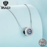 925 Silver Demon Eye Necklace Blue Zircon Lucky Chains