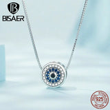 925 Silver Demon Eye Necklace Blue Zircon Lucky Chains
