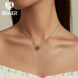 925 Silver Demon Eye Necklace Blue Zircon Lucky Chains