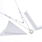 925 Silver Double Deck Star Pendant Necklace Platinum Chain Women