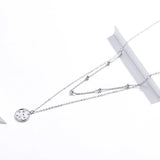 925 Silver Double Deck Star Pendant Necklace Platinum Chain Women