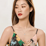 925 Silver Double Deck Star Pendant Necklace Platinum Chain Women