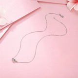 925 Silver Double Hearts Pendant Necklace Chain Women Jewelry ECN181