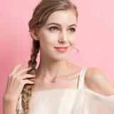 925 Silver Double Hearts Pendant Necklace Chain Women Jewelry ECN181