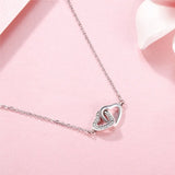 925 Silver Double Hearts Pendant Necklace Chain Women Jewelry ECN181