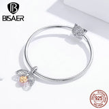 925 Silver Guardian Wings Family Charm Bead Forever Rose Heart Bracelet