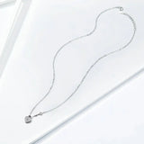 925 Silver Heart Lock Pendant Necklace CZ Chain Platinum Plated