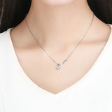 925 Silver Heart Lock Pendant Necklace CZ Chain Platinum Plated