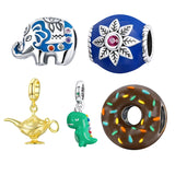 925 Silver Dino & Elephant Lights Charm Beads for Bracelet DIY