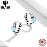 925 Silver Love Rainbow Heart Hoops Earrings Gift ECE1137