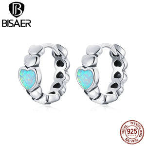 925 Silver Love Rainbow Heart Hoops Earrings Gift ECE1137