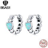 925 Silver Love Rainbow Heart Hoops Earrings Gift ECE1137