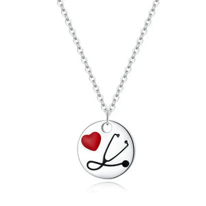 925 Silver Love Stethoscope Pendant Necklace for Women