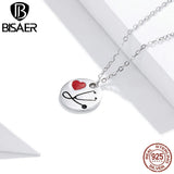 925 Silver Love Stethoscope Pendant Necklace for Women
