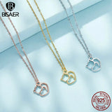 925 Silver Cat Heart Necklace for Women