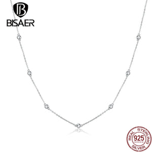 925 Silver Zircon Pendant Necklace Platinum Plated Women Fine Jewelry