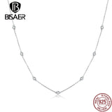 925 Silver Zircon Pendant Necklace Platinum Plated Women Fine Jewelry