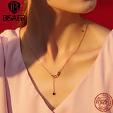 925 Silver Moon & Star Pendant Necklace Platinum Chain Women Fine Jewelry