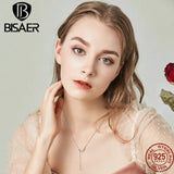 925 Silver Moon & Star Pendant Necklace Platinum Chain Women Fine Jewelry
