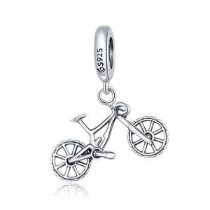 925 Sterling Silver Mountain Bike Charm Beads Pendant for Bracelet Necklace