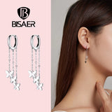 925 Silver Butterfly Tassel Drop Earrings Women Girl ECE1173