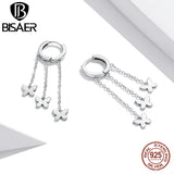 925 Silver Butterfly Tassel Drop Earrings Women Girl ECE1173