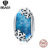 925 Silver Snowflake European Glass Beads for Bracelets