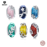 925 Silver Snowflake European Glass Beads for Bracelets