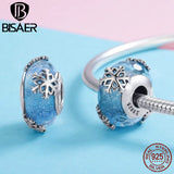 925 Silver Snowflake European Glass Beads for Bracelets
