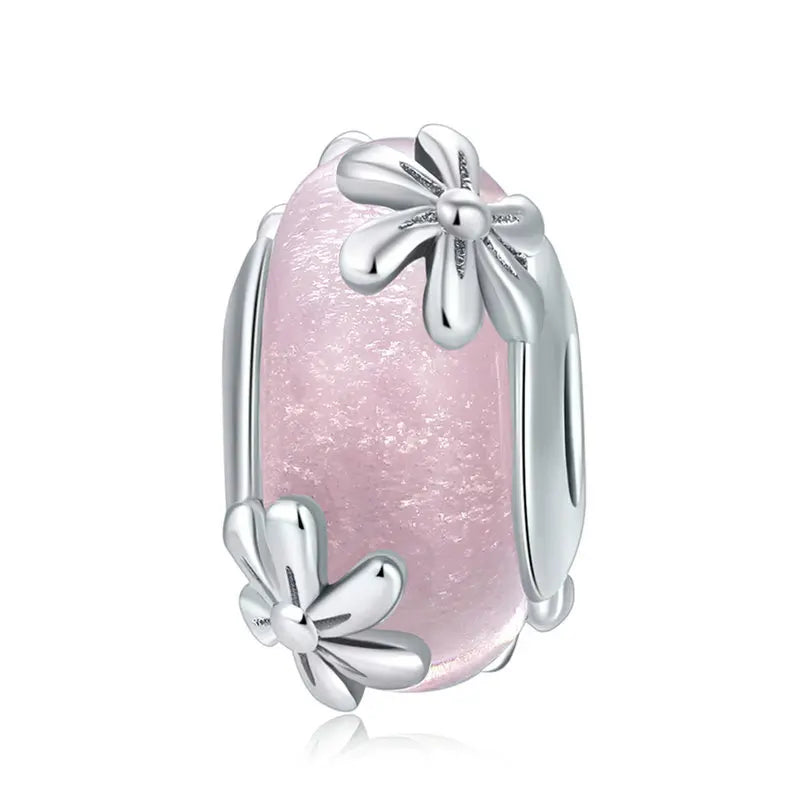 925 Silver Snowflake European Glass Beads for Bracelets
