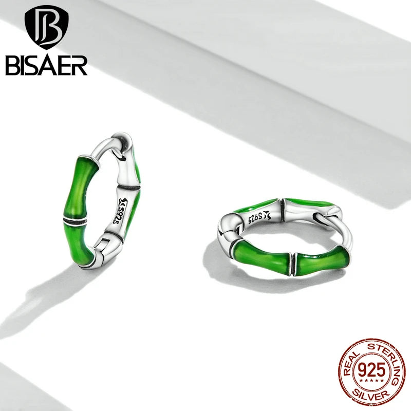 925 Sterling Silver Bamboo Stud Earrings Vintage Wedding Jewelry