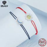 925 Silver Sun & Moon Couples Bracelet Chain Hand Rope - Fine Jewelry Gift