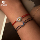 925 Silver Sun & Moon Couples Bracelet Chain Hand Rope - Fine Jewelry Gift