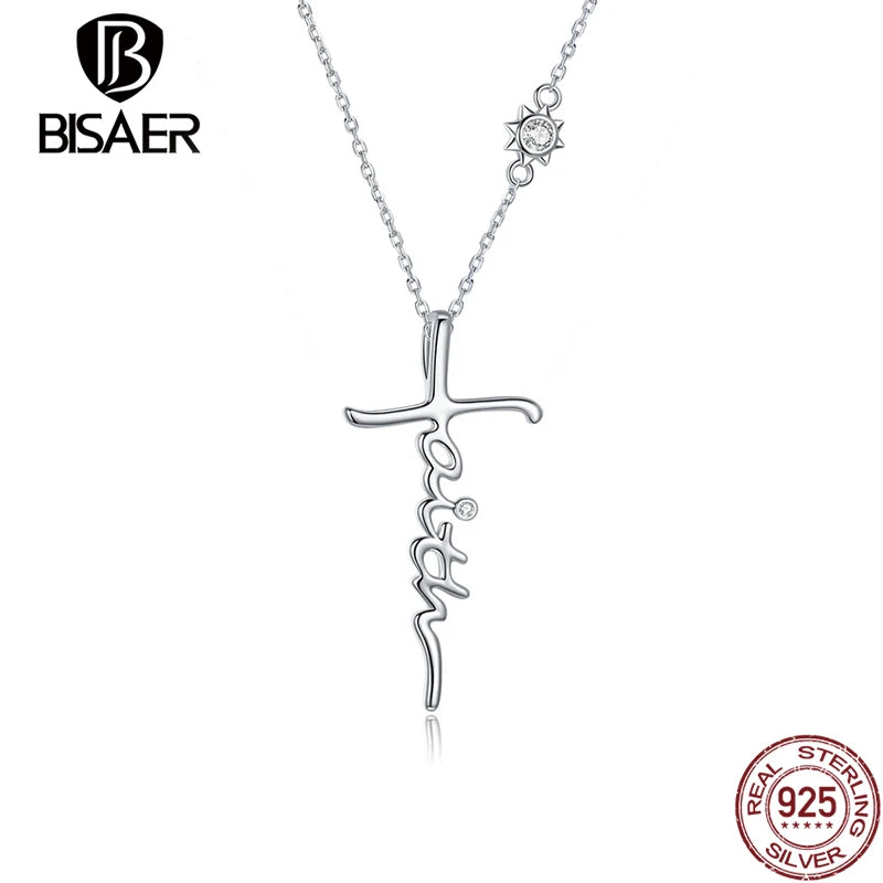 925 Sterling Silver Cross Pendant Necklace Religious Faith Link Chain