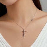 925 Sterling Silver Cross Pendant Necklace Link Chain For Women