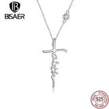 925 Sterling Silver Cross Pendant Necklace Link Chain For Women