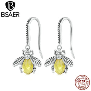 925 Silver Vintage Bee Hook Earrings Animal Earring for Women