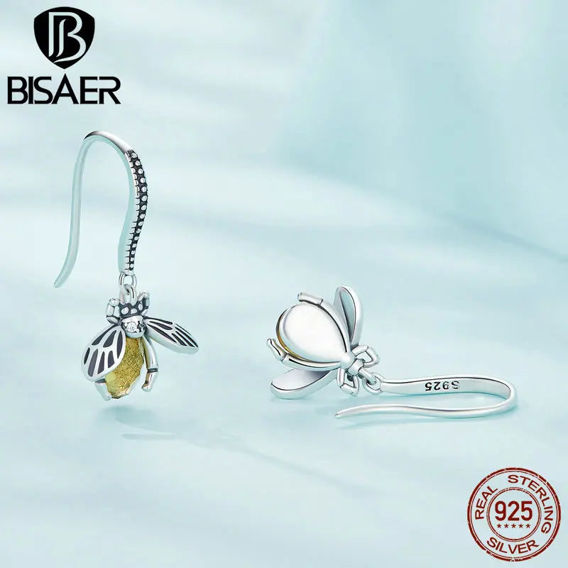 925 Silver Vintage Bee Hook Earrings Animal Earring for Women