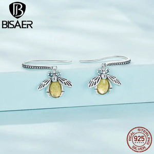 925 Silver Vintage Bee Hook Earrings Animal Earring for Women